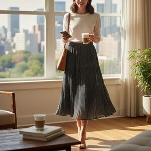 SOLD 》RACHEL ZOE 🖤 Polka Dot Midi Skirt